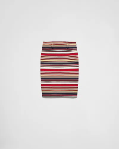 Prada Cotton Skirt In Red/blue