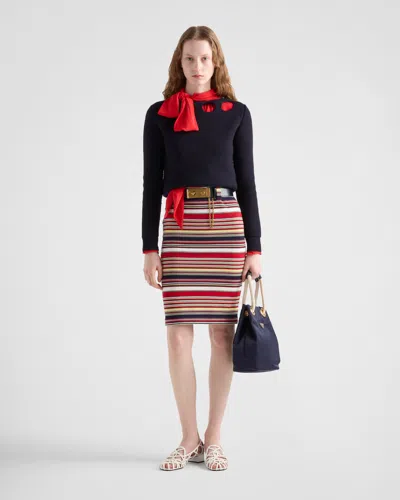 Prada Cotton Skirt In Red/blue