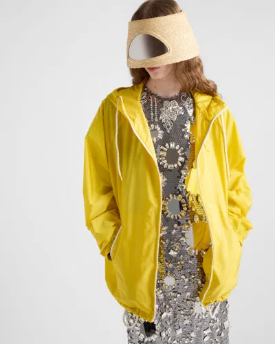 Prada Yellow Raincoat In Lightweight Re-nylon In Citron Yellow