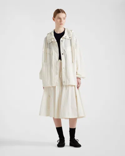 Prada Technical Pongé Blouson Jacket In Ivory
