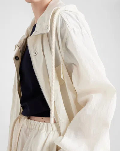 Prada Technical Pongé Blouson Jacket In Ivory