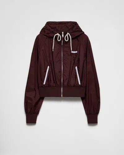 Prada Re-nylon Hooded Jacket In Garnet