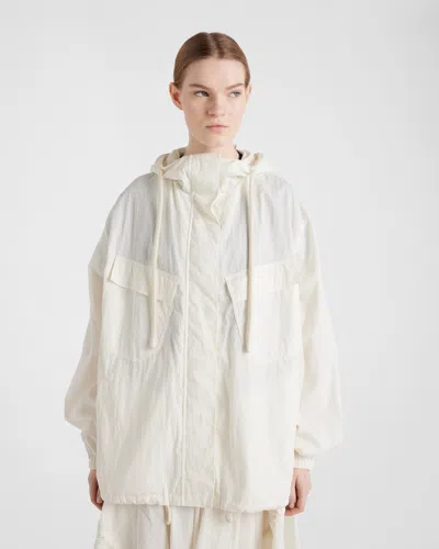 Prada Technical Pongé Blouson Jacket In Ivory