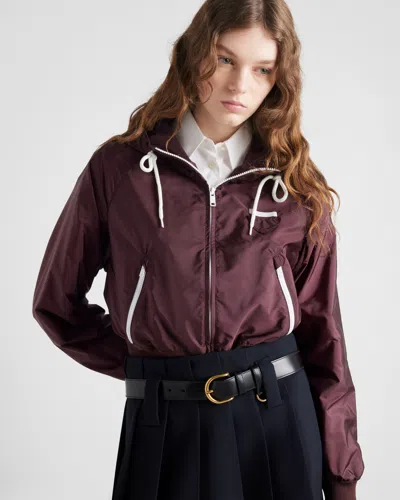 Prada Re-nylon Hooded Jacket In Garnet