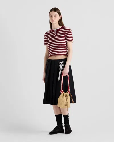 Prada Embroidered Terry Fabric Polo Shirt In Amaranth/natural