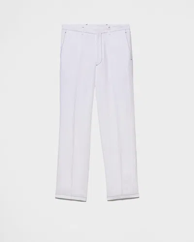 Prada Men's Sartorial Linen Pants In White