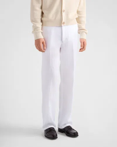 Prada Men's Sartorial Linen Pants In White