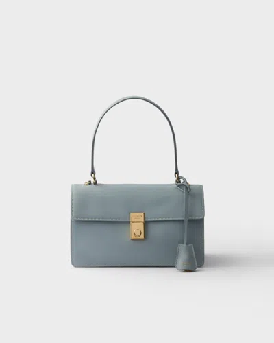 Prada Leather Structured Handbag Gold-tone Hardware In Silver