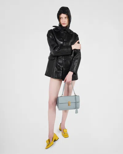 Prada Leather Structured Handbag Gold-tone Hardware In Silver