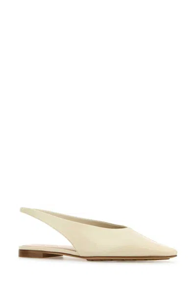 Bottega Veneta Sofia Leather Slingback Point-toe Flats In Seasalt