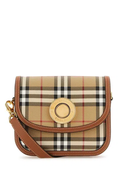 Burberry Woman Printed Canvas Small Elizabeth Shoulder Bag In Vntgchkbriarbrown