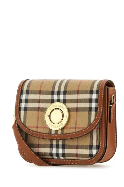 Burberry Woman Printed Canvas Small Elizabeth Shoulder Bag In Vntgchkbriarbrown