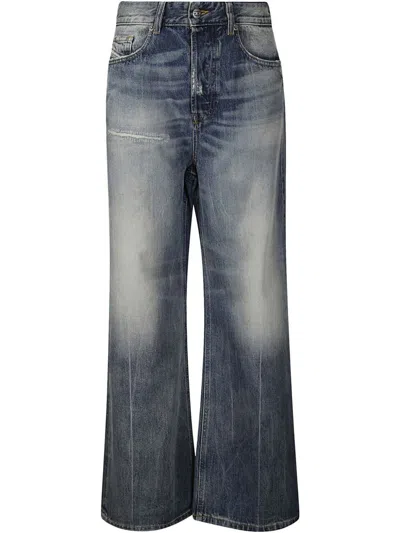 Diesel Washed Effect Wide Leg Jeans In Multicolor