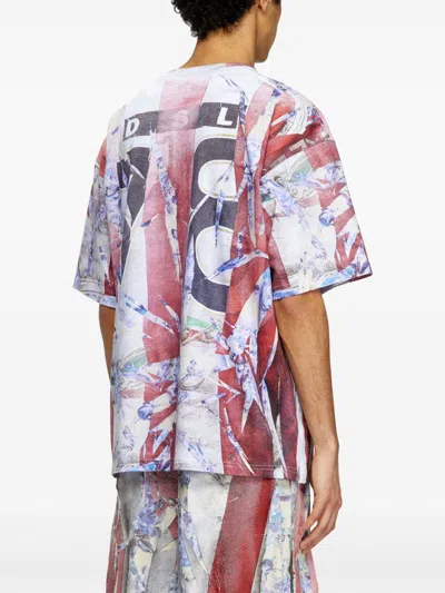 Diesel Multicolor T-shirt With Faded Logo On The Front And Back