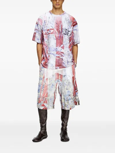 Diesel Multicolor T-shirt With Faded Logo On The Front And Back