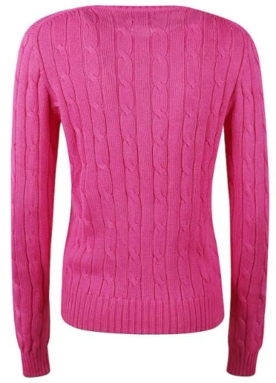 Polo Ralph Lauren Cable-knit Sweater With Blue Logo Embroidery In Multicolor
