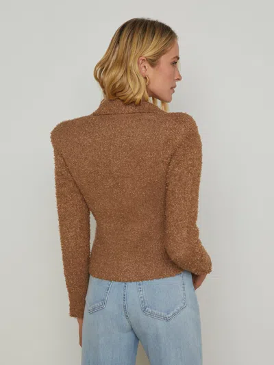 L Agence Brooke Double-breasted Cropped Blazer In Dark Cappuccino/gold