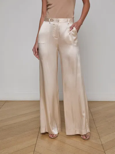 L Agence Gavin Silk Wide-leg Pant In Champagne