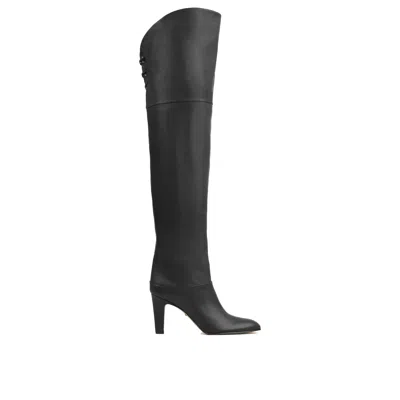 Chloé Knee-high Boots With Pointed Toe And Cone Heel In Black
