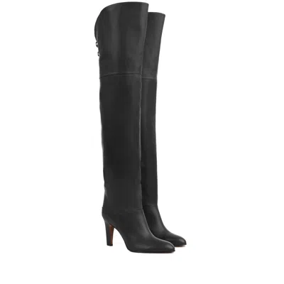 Chloé Knee-high Boots With Pointed Toe And Cone Heel In Black