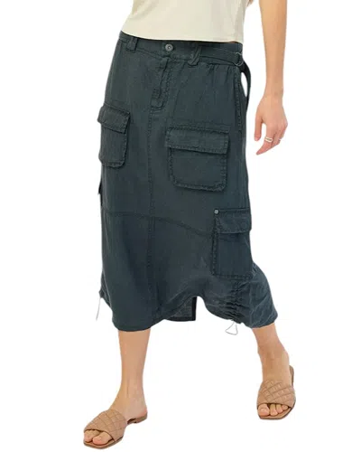 Marrakech Lilo Linen Midi Skirt In Blue