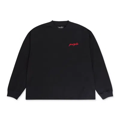 Purple Brand Oversized Ls Tee Black T-shirt In Black