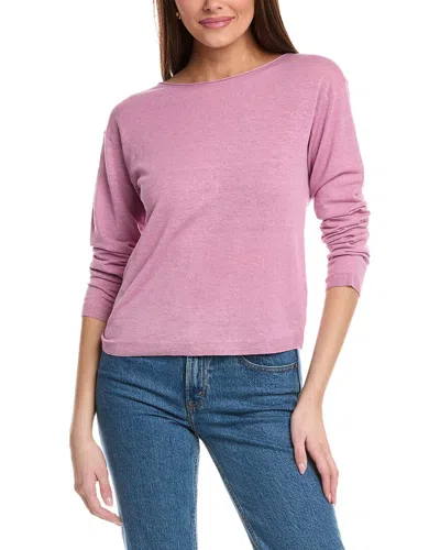 Vince Dropped-shoulder Boat Neck Linen-blend Sweater In Pink