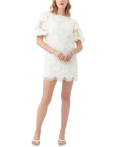Trina Turk Luv 2 Blouson-sleeve Floral Applique Mini Dress In White