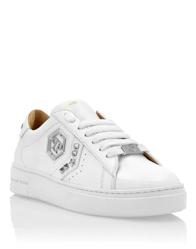 Philipp Plein Lo-top Leather Arrow Force Studs Sneakers In Multi