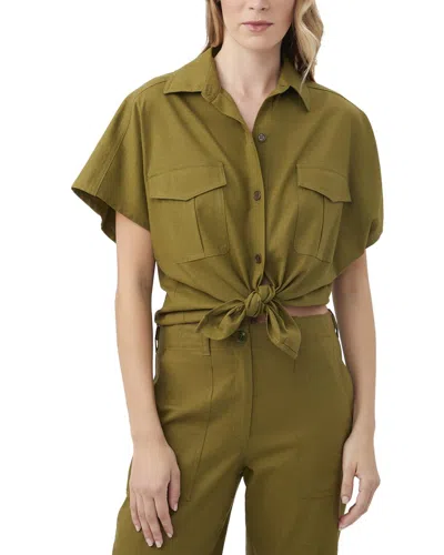 Trina Turk Vara Linen-blend Top In Green
