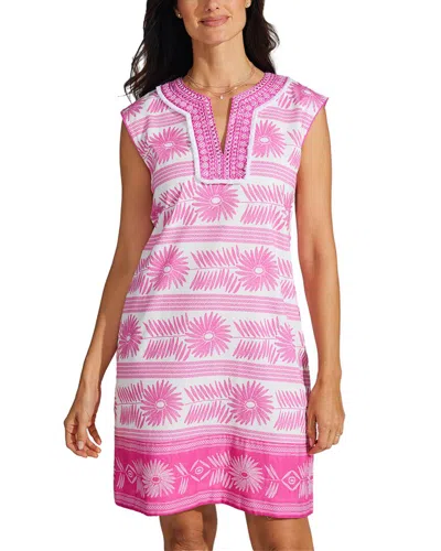 Bella Tu Embroidered Flower Cap Sleeve Dress In Pink
