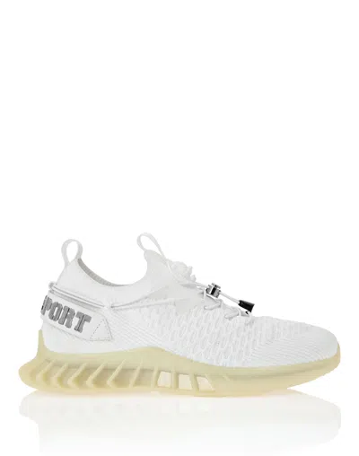 Plein Sport Runner Knitted Sneakers In White
