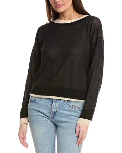 Vince Double Layer Sweater In Black