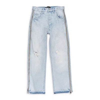 Purple Brand Full Side Zip Light Indigo Skinny Jeans In Blue
