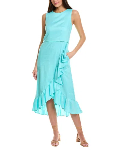 Sara Campbell Chantelle Linen Dress In Blue