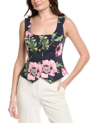 Oscar De La Renta Poppy Silk-lined Vest In Blue