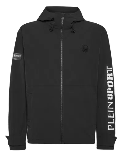 Plein Sport Technical Nylon Jacket Ls Scratch In Black