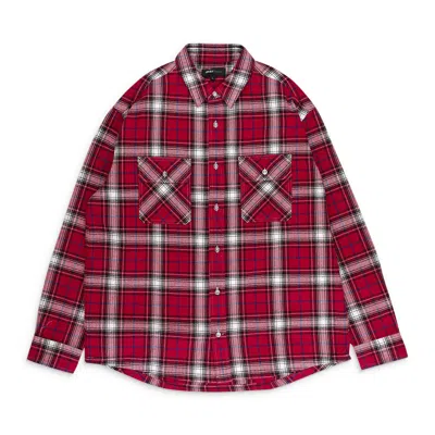 Purple Brand Plaid Flannel Ls Shirt Red Casual Button-down Shirts In Red