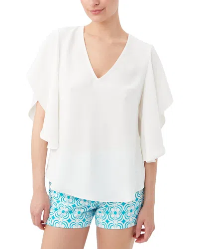 Trina Turk Moore Flutter Sleeves Top In Whitewash In White