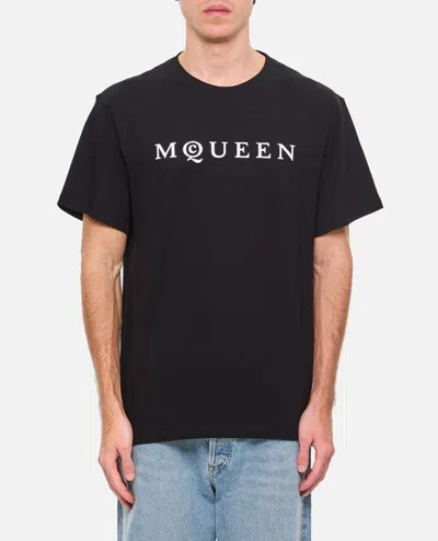 Alexander Mcqueen Logo Lettering Crewneck T-shirt In Black