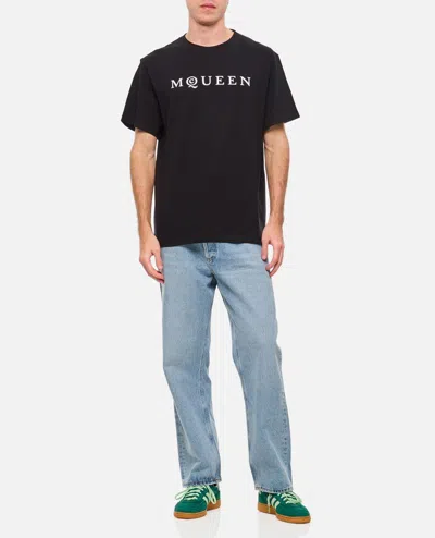 Alexander Mcqueen Logo Lettering Crewneck T-shirt In Black