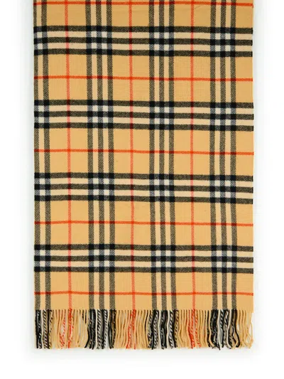 Burberry 'check' Beige Cashmere Blend Blanket Men In Cream