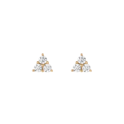 Aurate New York Lab Grown White Sapphire Trinity Stud Earrings In Yellow