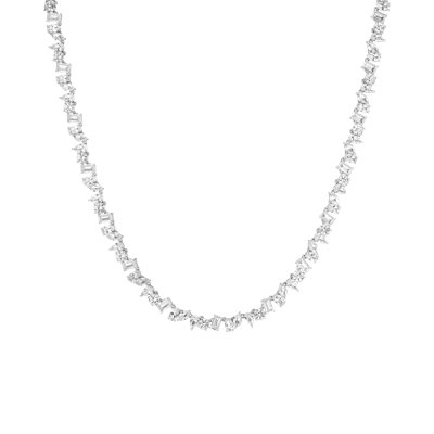 Aurate New York Lab Grown Sapphire Mixed Shape Tennis Necklace In Transparent