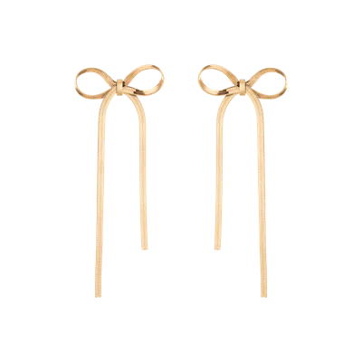 Aurate New York Herringbone Bow Earrings In Yellow