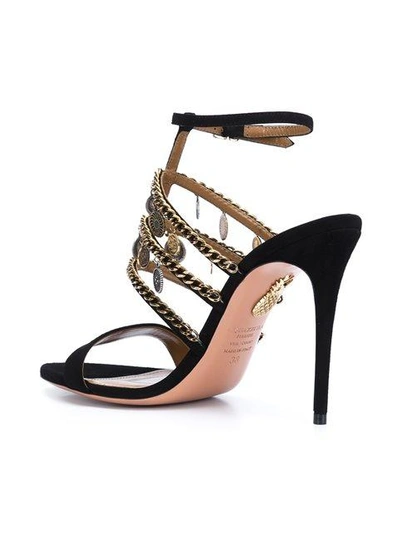 Shop Aquazzura X Naty Abascal Chain Trim Sandals  In Black