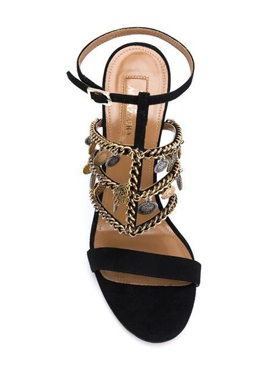 Shop Aquazzura X Naty Abascal Chain Trim Sandals  In Black