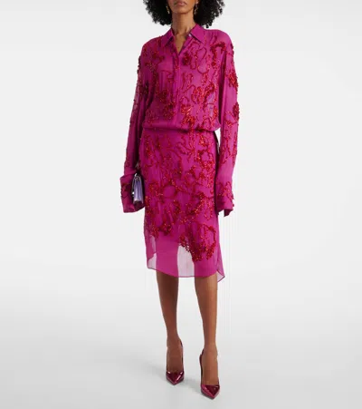 Christian Louboutin Woman Pumps Magenta Size 8 Leather In Billy