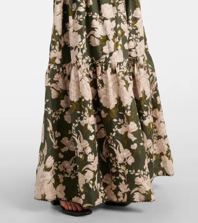 Agua By Agua Bendita Lima Floral Linen Maxi Dress In Multicoloured