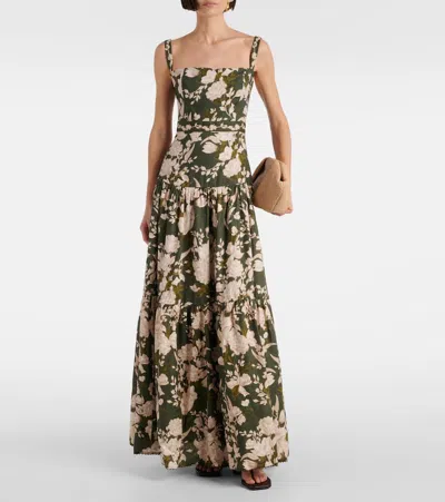 Agua By Agua Bendita Lima Floral Linen Maxi Dress In Multicoloured